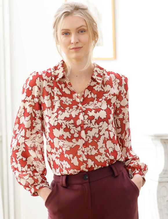 Chemisier en voile, imprimé fleurs (bordeaux) Chemisier en voile, imprimé fleurs (bordeaux)